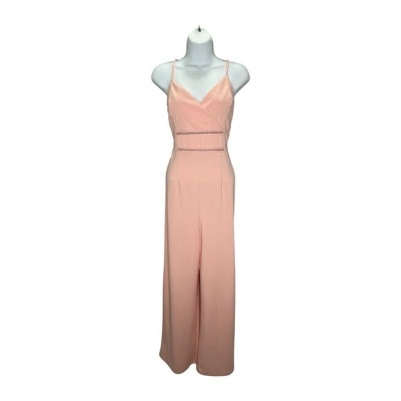 Mon Ami Francesca‎ Adjustable Spaghetti Strap Pink Jumpsuit size Medium NEW - Picture 1 of 8
